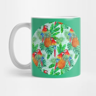 Pineapples and Parrots Tropical Summer Pattern Mug